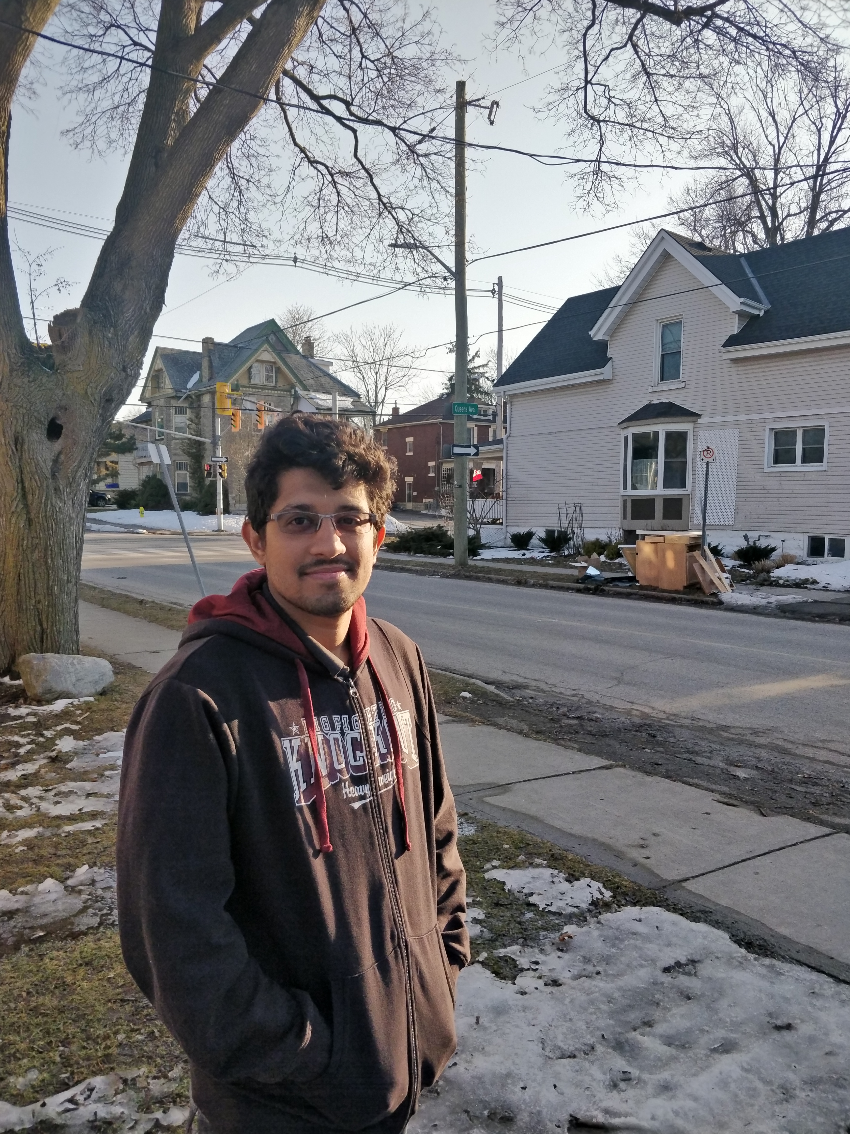 Ash in front of houses